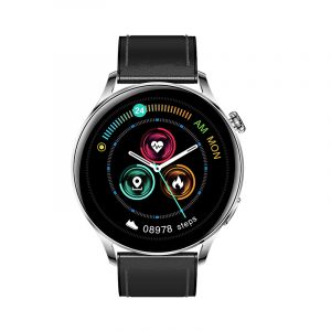 Smartwatch Garett Men Elegance RT czarny skórzany