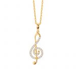 Zawieszka złota klucz wiolinowy z cyrkoniami