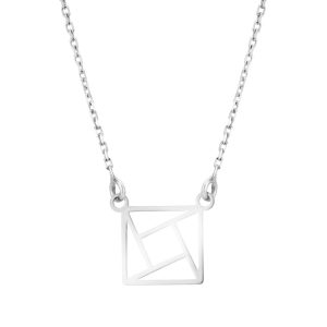 Naszyjnik srebrny kwadrat origami